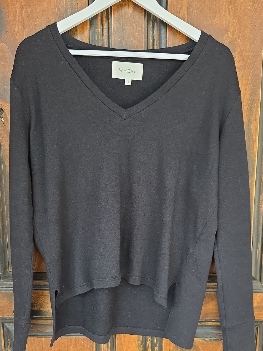 WHEAT Black V-Neck Women's Jersey Top